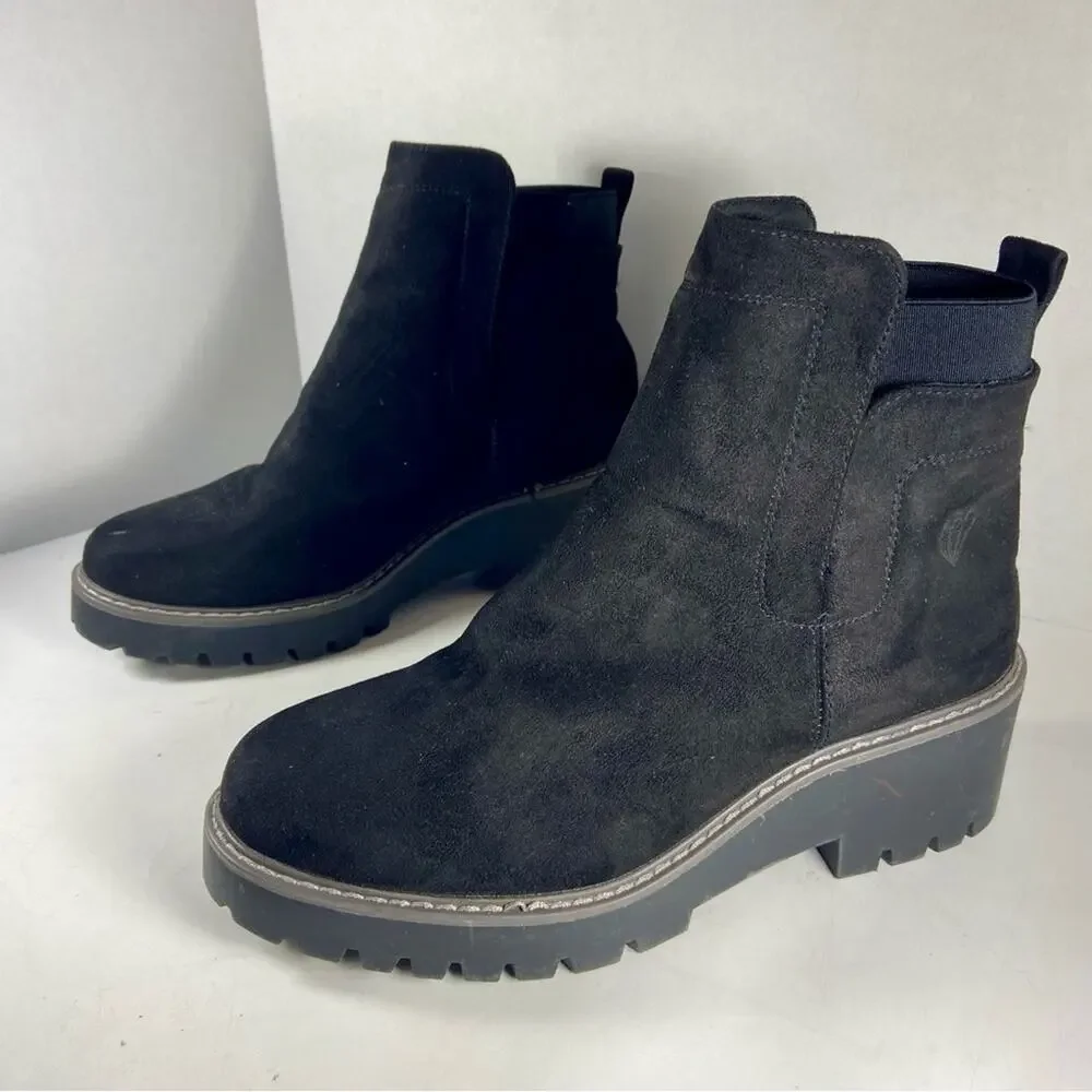 Black Suede Lug Sole Platform Ankle Boots‎ Size 8.5 whimsigoth grunge